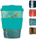 Ecoffee Cup 12oz (350ml) Van Gogh Reusable Coffee Cup – PLA Plant-Based Travel Mug with Silicone Lid, Melamine Free & Dishwasher Safe – Almond Blossom by EcoffeeCup