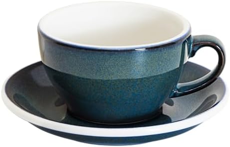Loveramics Coffee Cup Ceramic, 8 oz Latte Art Cup with Saucer for Cappuccino, Tea, Espresso, Thick - walled stoneware Cappuccino mug Set for Cafe and Barista - Potters Colours (Night Sky, 8OZ) by LoveramicsUSA