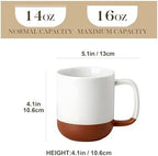 MALACASA Ceramic 16oz Coffee Mugs Set of 4, Khaki White - Image 2