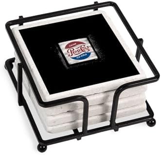 CafePress Pepsi Cola Ice Cold Tumbled Stone - Set of 4 Coasters Set of 4 w/holder by CafePress