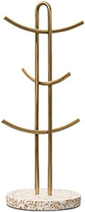 6 Cup Mug Tree Marble Gold-plated Cup Holder Glass Cup Hanger Kitchen Storage Rack Household Jewelry Rack by Unknown