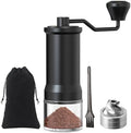 Manual Coffee Grinder, Stainless Steel Conical Burr Hand Mill with Glass Jar, Adjustable Settings, Portable Coffee Bean Grinder for Espresso, Pour Over, French Press, Black by ELMWAY