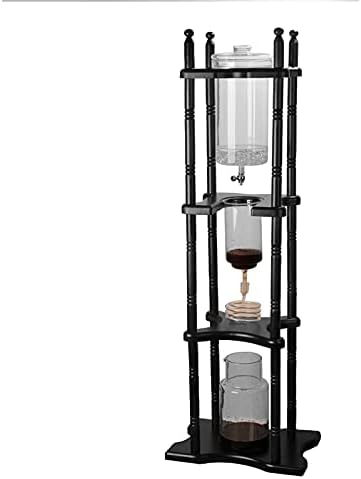 Iced Drip Coffee Maker Cold Brew Dripper Pot Cold-Drip Coffee Tower Ice Coffee Machine Pine Wooden Glass 2500ml Brown 11.02x9.65x45.28In by TFCFL