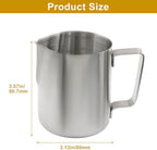 6 Pcs Milk Frothing Pitcher, 12 Oz Stainless Steel - Image 2