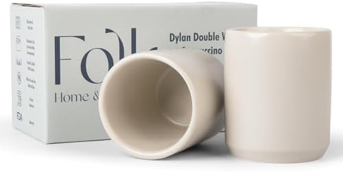 Folk Ceramics Dylan Cappuccino Cups, Fog Grey, Set of 2, 8oz by FolkCeramics