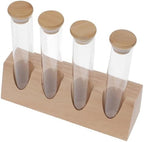 SHERCHPRY Glass Coffee Bean Tube Canister with Wooden Stand 70ml Set by SHERCHPRY