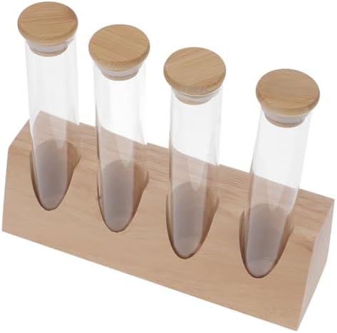 SHERCHPRY Glass Coffee Bean Tube Canister with Wooden Stand 70ml Set by SHERCHPRY