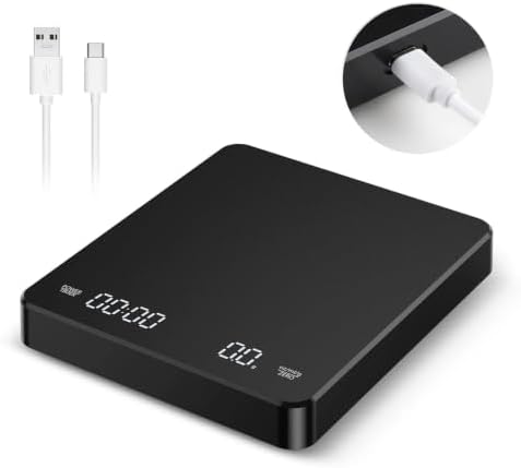 Coffee Scale, Rectangular Digital Scale, 0.1g-3000g, Dual Timer - Image 2