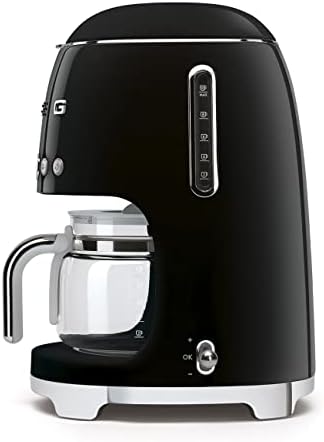 Smeg 50's Retro Style Aesthetic Drip Coffee Machine with 10 Cup Glass Carafe, Auto Start Feature, Keep Warm Plate, and Two Coffee Strength Settings (Black) - Image 5
