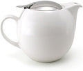 Zero Japan Bee House Round Teapot For One, 24 Oz - Ceramic Tea Pot with Stainless Steel Lid and Infuser, Smooth-Pour Spout, Diswasher and Microwave Safe Tea Pots (White) by ZEROJAPAN