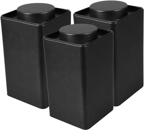 tin coffee container loose leaf tea storage tea coffee tins small jar with lid tea bag container tea storage tin coffee storage canister tea black tea can round Tinplate-Black||12.6x9.6x9.6cm by Unknown