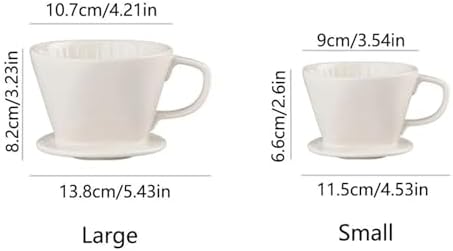 Reusable Over Coffee Maker Ceramic Portable Dripper Flat Bottom Brewing Filter Cone Travel(White-Large) - Image 6