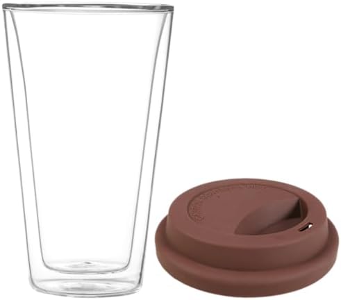 Alipis 350ml Double Wall Glass Coffee Mug with Silicone Lid, Insulated by Alipis