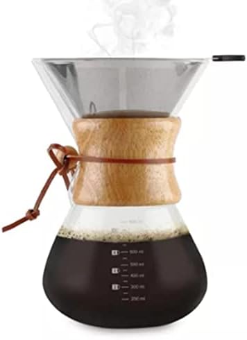 Pour Over Coffee Maker, 19.4 oz Borosilicate Glass Carafe and Reusable Stainless Steel Permanent Filter Manual Coffee Dripper Brewer with Real Wood Sleeve - Image 7