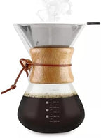 Pour Over Coffee Maker, 19.4 oz Borosilicate Glass Carafe and Reusable Stainless Steel Permanent Filter Manual Coffee Dripper Brewer with Real Wood Sleeve - Image 7