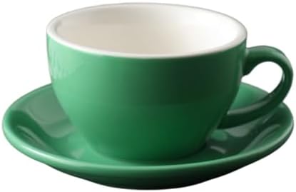 Ceramic Cappuccino Cup and Saucer Set, 8oz Thickened Latte Mug for Coffee Art, Professional Barista Style Drinkware for Home Office Cafe - 250ml (Cyan) by Unknown