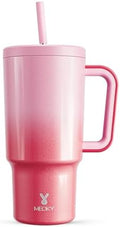 Meoky 30 oz Tumbler with Handle, Tumbler with Lid and Straw, Insulated Stainless Steel Travel Mug, 100% Leak-proof, Cupholder Friendly, Keeps Cold for 24 Hours or Hot for 8 Hours (Flamingo) by MEOKY