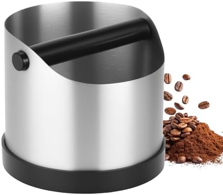 VINATO Stainless Steel Knock Container 1.2 L for Portafilter, Espresso Knock Box with Removable Knock Bar, Compatible with De'Longhi, Sage, Ninja by Unknown