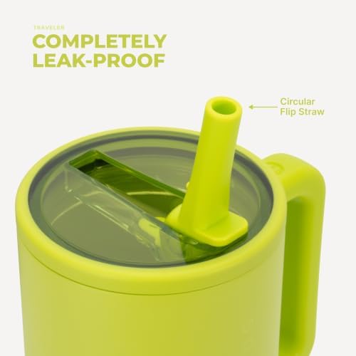 HydroJug Traveler 32oz, Insulated Tumbler with Handle & Straw, Lemon Lime - Image 4