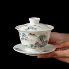 Gaiwan Tea Set Gongfu Tea Cup Chinese Landscape Ceramic Tea Set - Image 6