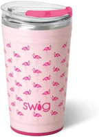 Swig Life 24oz Insulated Party Cup with EZ Slider Lid, Flamingos by SwigLife