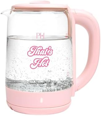 Paris Hilton Electric Kettle, Fast Boil with Auto Shut-Off, LED Indicator, 360° Base, Cord Storage, 1.8-Liter, Glass, Pink by TheWorldofParisHilton