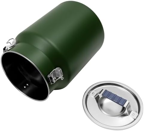 12L/3.17Gal Stainless Steel Airtight Canister Round Green Food Storage Canisters with Airtight Lid&Locking Clamp Rice Cereal Grain Canisters Container Bucket for Rice Milk Jug Coffee Bean Storage - Image 3