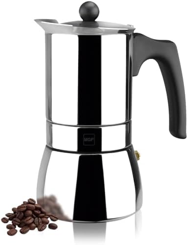 Magefesa Genova Stovetop Espresso Maker, 6 Cups/10 oz, 18/10 Stainless Steel Moka Pot, Italian Greca Coffee Maker, Suitable for Induction by Magefesa