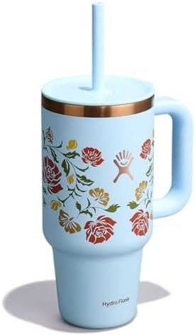Hydro Flask 32 Oz Travel Tumbler with Handle, Lid and Straw - Insulated Stainless Steel in Western Light Blue - Image 2
