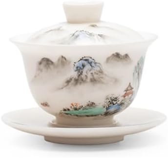 Gaiwan Tea Set Gongfu Tea Cup Chinese Landscape Ceramic Tea Set by simeiton