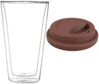 KALLORY Borosilicate Glass Coffee Mug Double Wall 350ml with Silicone Lid by KALLORY