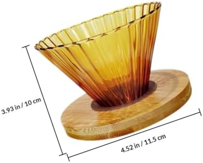 Baluue Household Coffee Dripper and Coffee Funnel Set Large High Borosilicate Glass with Wooden Base for Home Brewing - Image 2