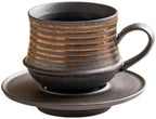 6.8oz 210ml Ceramic Mug Saucer Set Wabi Sabi Retro Coffee Cup by Miasexauisitegiftsshowcase