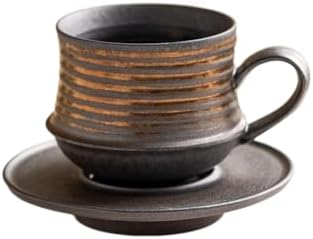 6.8oz 210ml Ceramic Mug Saucer Set Wabi Sabi Retro Coffee Cup by Miasexauisitegiftsshowcase