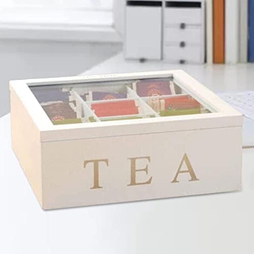 Amagogo Wooden Tea Storage Box with Glass Lid, 9 Compartment Stackable Tea Bag Organizer for Kitchen and Pantry - Image 5