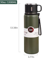 1500ml Double wall vacuum Leakproof stainless steel wide mouth insulated water bottle,tea tumbler with tea strainer infuser basket,cup and lid; travel coffee thermoses hot drinks,cold thermal flask - Image 3