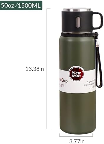 1500ml Double wall vacuum Leakproof stainless steel wide mouth insulated water bottle,tea tumbler with tea strainer infuser basket,cup and lid; travel coffee thermoses hot drinks,cold thermal flask - Image 3