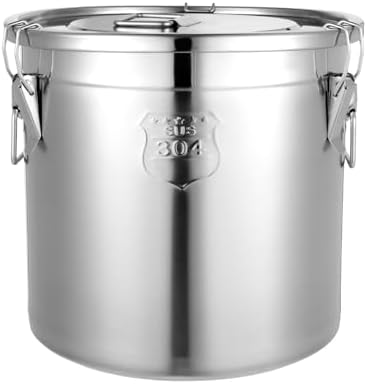 4.62Gal 304 Stainless Steel Airtight Canister with Lid & Locking Clamp by Unknown