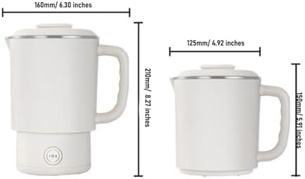 CCYLEZ Portable Electric Kettle 600ml Folding Travel Kettle Stainless Steel Tea Brewer Milk Frother Coffee Maker with Temperature Control for Travel Camping Office Home Use (US Plug 110V) - Image 7