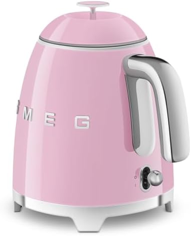 SMEG Mini 50's Retro Style 3 Cup Electric Kettle with Double Wall Anti Slip Base and Water Level Indicator (Pink) - Image 3