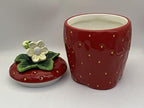 Tuscany Strawberry Shaped Hand Painted Ceramic Cookie Jar 10"H, 83576 By ACK - Image 2