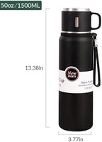 1500ml Double wall vacuum Leakproof stainless steel wide mouth insulated water bottle,tea tumbler with tea strainer infuser basket,cup and lid; travel coffee thermoses hot drinks,cold thermal flask - Image 3