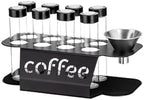 Wooden Coffee Bean Sampling Set with Test Tubes, Funnel - Coffee Bean Storage & Tasting Kit for Coffee Lovers, Cafes (C) by KKAFFEELUX