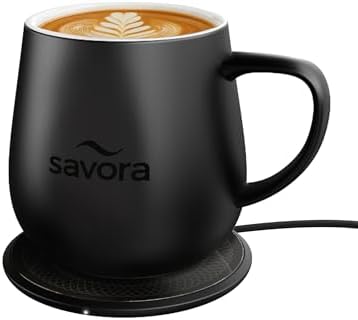 12oz IntelliHeat™ Coffee Mug | Barista’s Choice | Exclusive Wireless SmartSense Pad | Maintains Perfect 135°F | Hand-Crafted Ceramic Mug & Lid | for Tea Drinkers | Backed for Life - Black by Self-heatingMugs