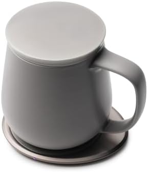 Ui+ Self-Heating Mug Set – Soft Gray | 18 fl oz Ceramic Coffee & Tea Mug with Heating Pad - Image 2