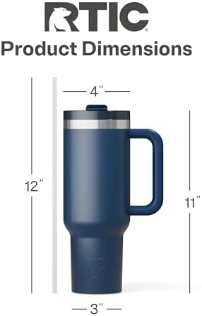 RTIC 40oz Road Trip Tumbler, Insulated, Ceramic Lined, Navy - Image 4
