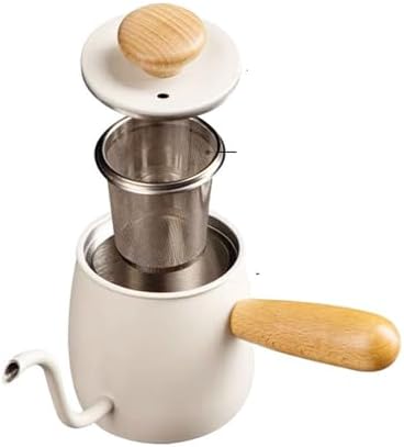 304 Stainless Steel Gooseneck Kettle, Elegant Coffee Pot with Lid for Precision Pouring, Ideal for Tea and Coffee Lovers (White) - Image 2