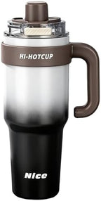 (Gradient White-316stainless steel inner+ Handle+independent tea utensil+3 drinking mode) 40oz Insulated Tumbler with Handle, 316 Stainless Steel Vacuum Travel Mug for Car Office Gym Outdoor by Unknown