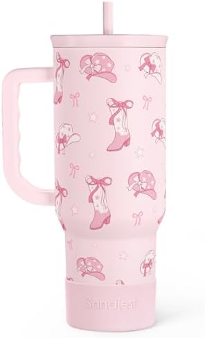 SANDJEST Cowgirl 40oz Slider Tumbler with Handle and Straw - Insulated Stainless Steel Travel Coffee Mug for Women Girls, Gift for Birthday, Christmas by SANDJEST