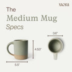 MORA Medium Mugs Set of 4, 16oz Ceramic Pottery Latte Mugs/Coffee Cups - Microwave and Dishwasher Safe - Thyme - Image 2